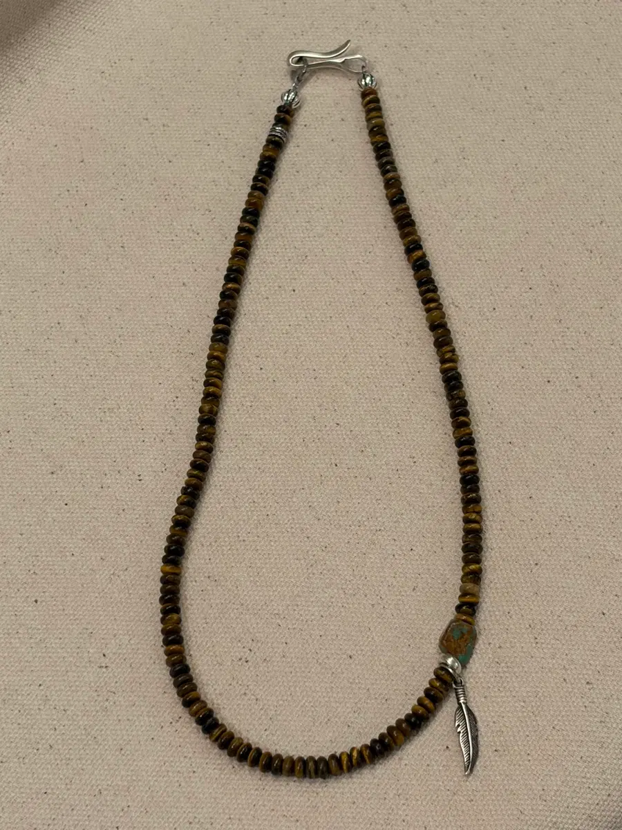 TIGER EYE & TURQUOISE FEATHER NECKLACE