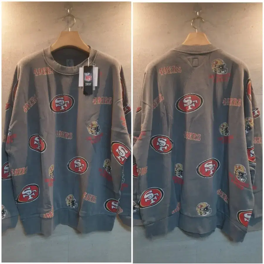 NFL. 정품 49ers. 올오버 로고 맨투맨. 미착.