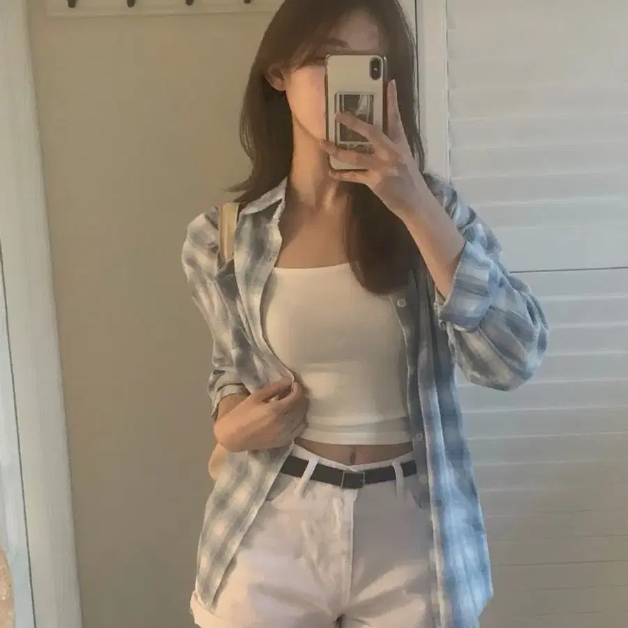 408. 에이블리 하늘티 체크셔츠