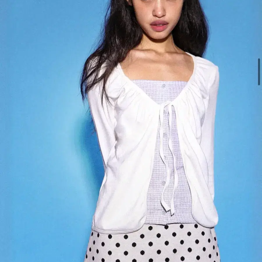 오운서 April Check Layered Cardigan_ Ivory