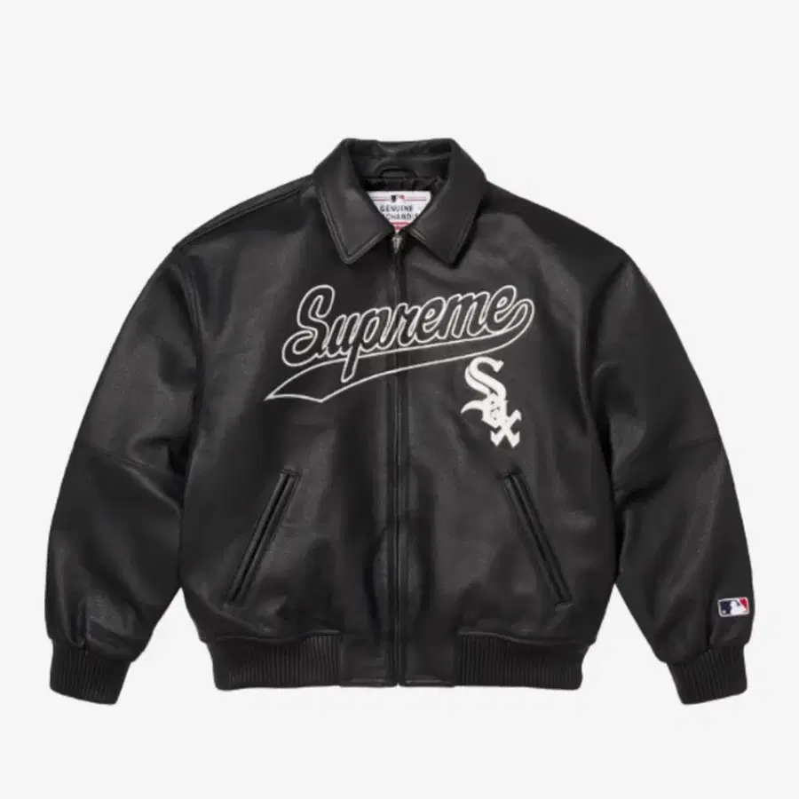 슈프림 x MLB 화이트삭스 레더 바시티 바켓 블랙 M