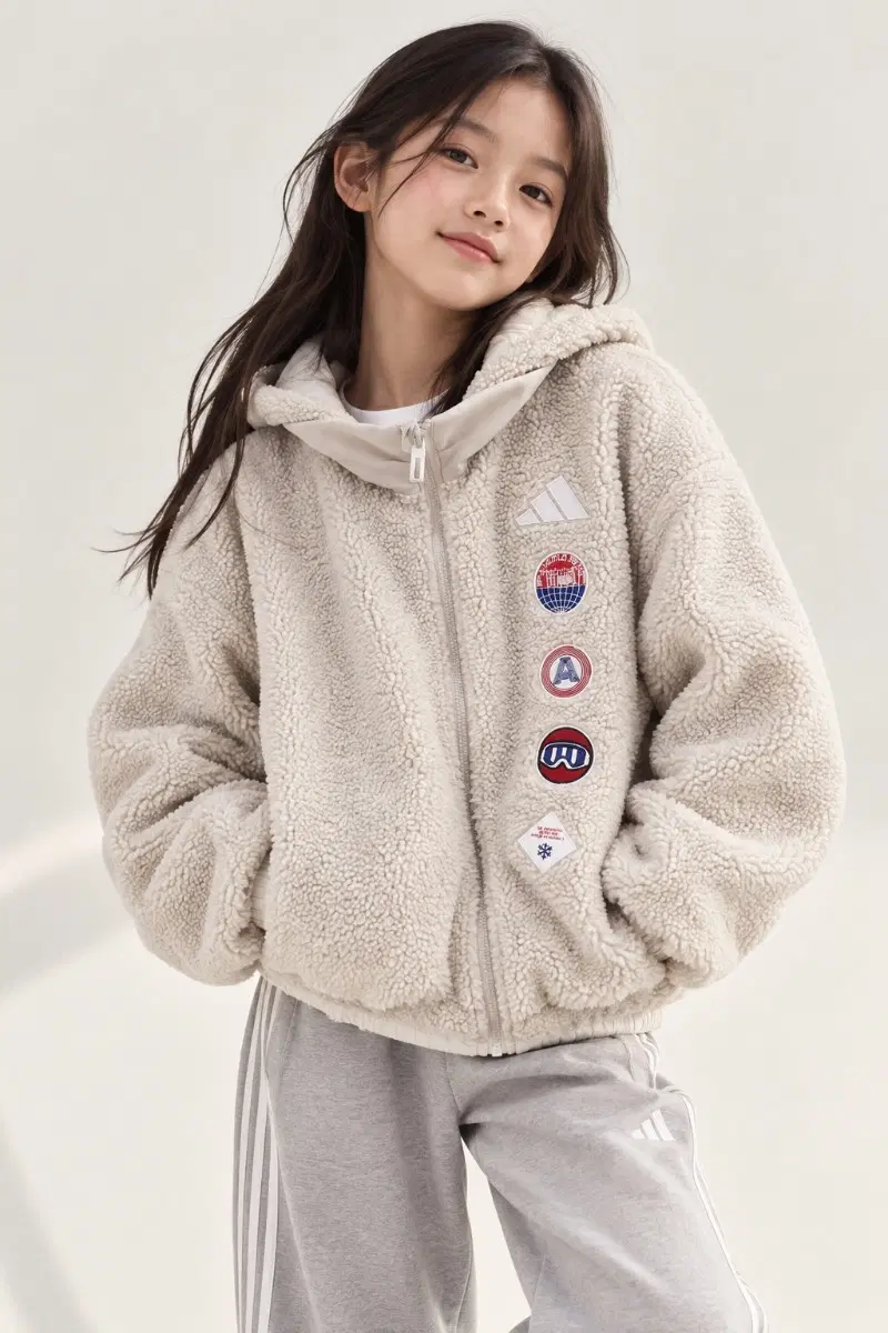 아디다스 키즈 양면 뽀글이 후리스 140