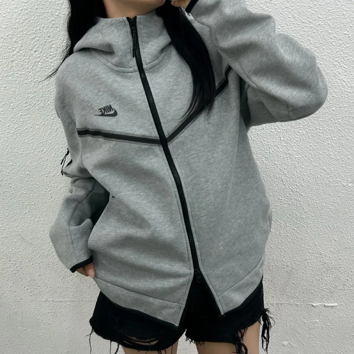 나이키 사이드지퍼 그레이 테크백 XL