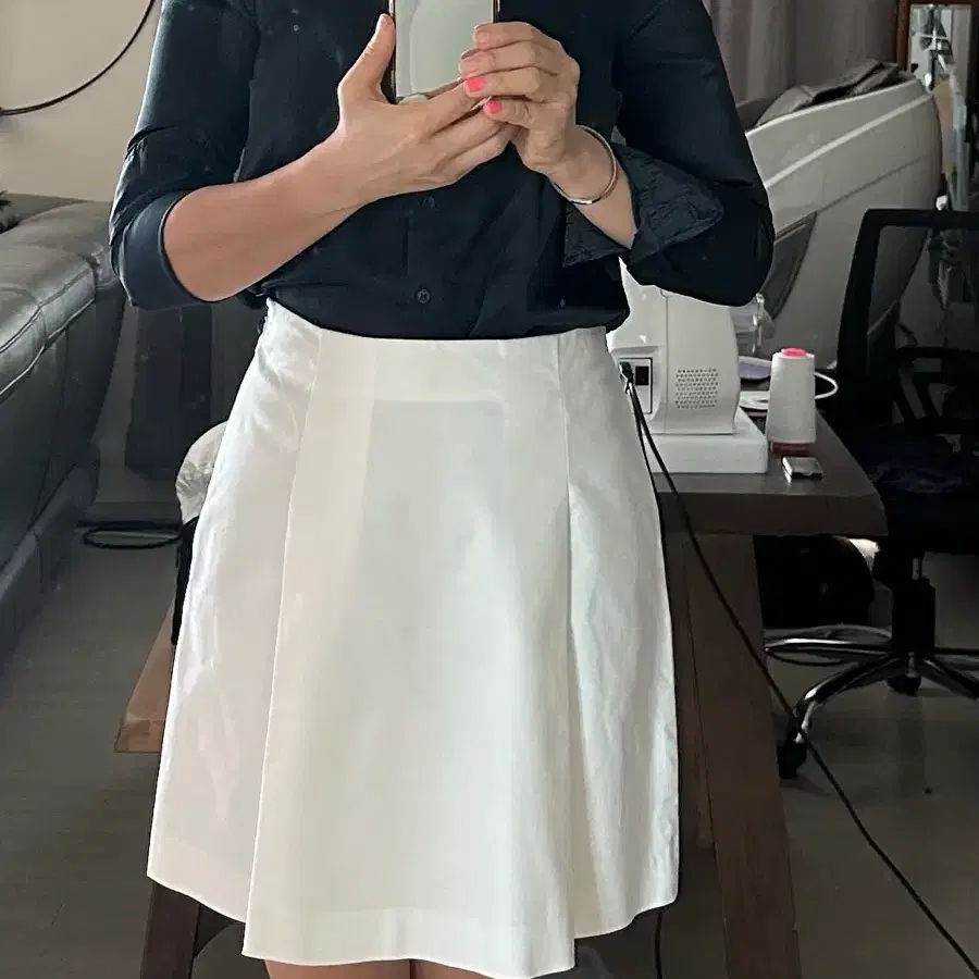 랄프로렌 폴로 화이트 플리츠 스커트 M(66) 완전 새상품급