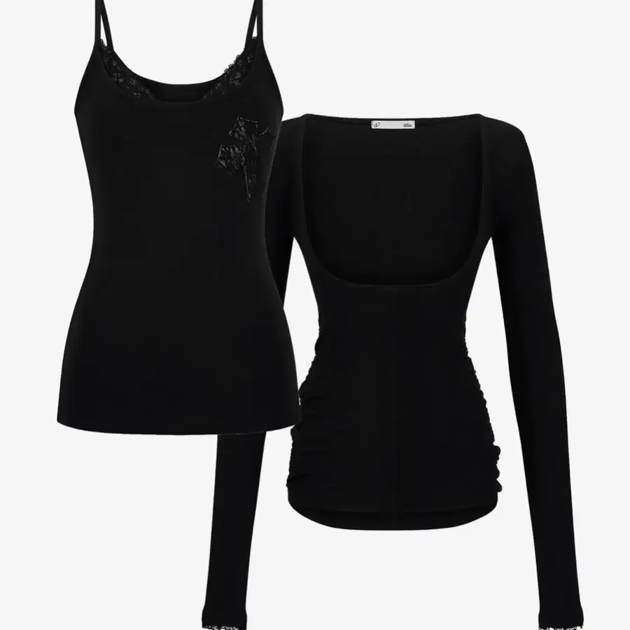 [빛오 x 일리오] Black lace layered cardigan set
