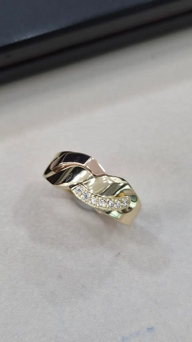 14k 콤비 꼬임 반지