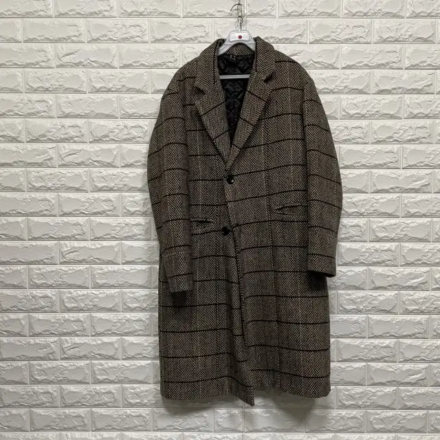 @1053) 남성 체크 모직 코트