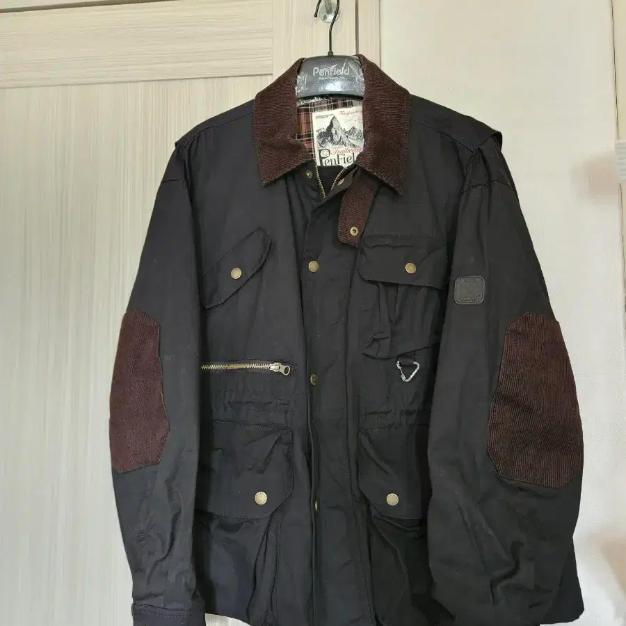 (m) 펜필드 왁스 코튼 컬러 블락 워크자켓 블랙 [TRAILWEAR]