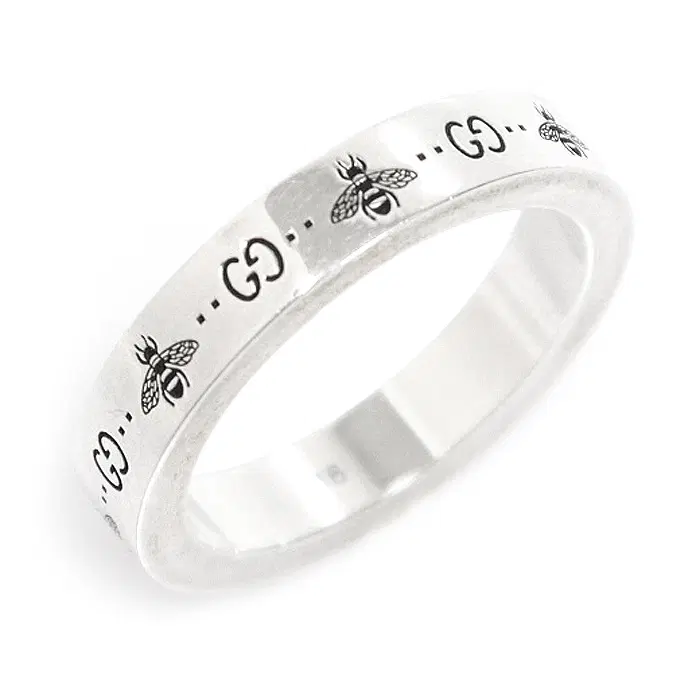 Gucci(구찌) 729898 925 스털링 실버 GG 비 인그레이브드 씬 반지 16호 MBD85877GU