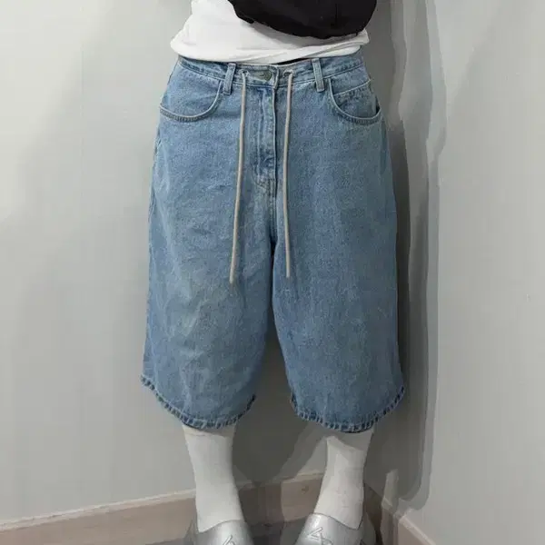 M 비에스래빗 카펜터 루즈핏 데님 쇼츠 팬츠 블루
