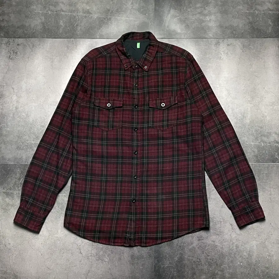 BENETTON 베네통 다운버튼 플랩포켓 체크셔츠 A01567