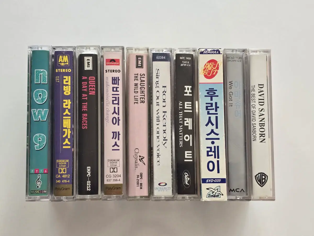 38 now9, 리빙 라스베가스 OST, 퀸, 파트리샤 카스, 슬러터, 론 케놀리, 포트레이트, 프란시스 레이, 이마츄어, 데이비드 산본 카세트테이프 총 10개 일괄판매