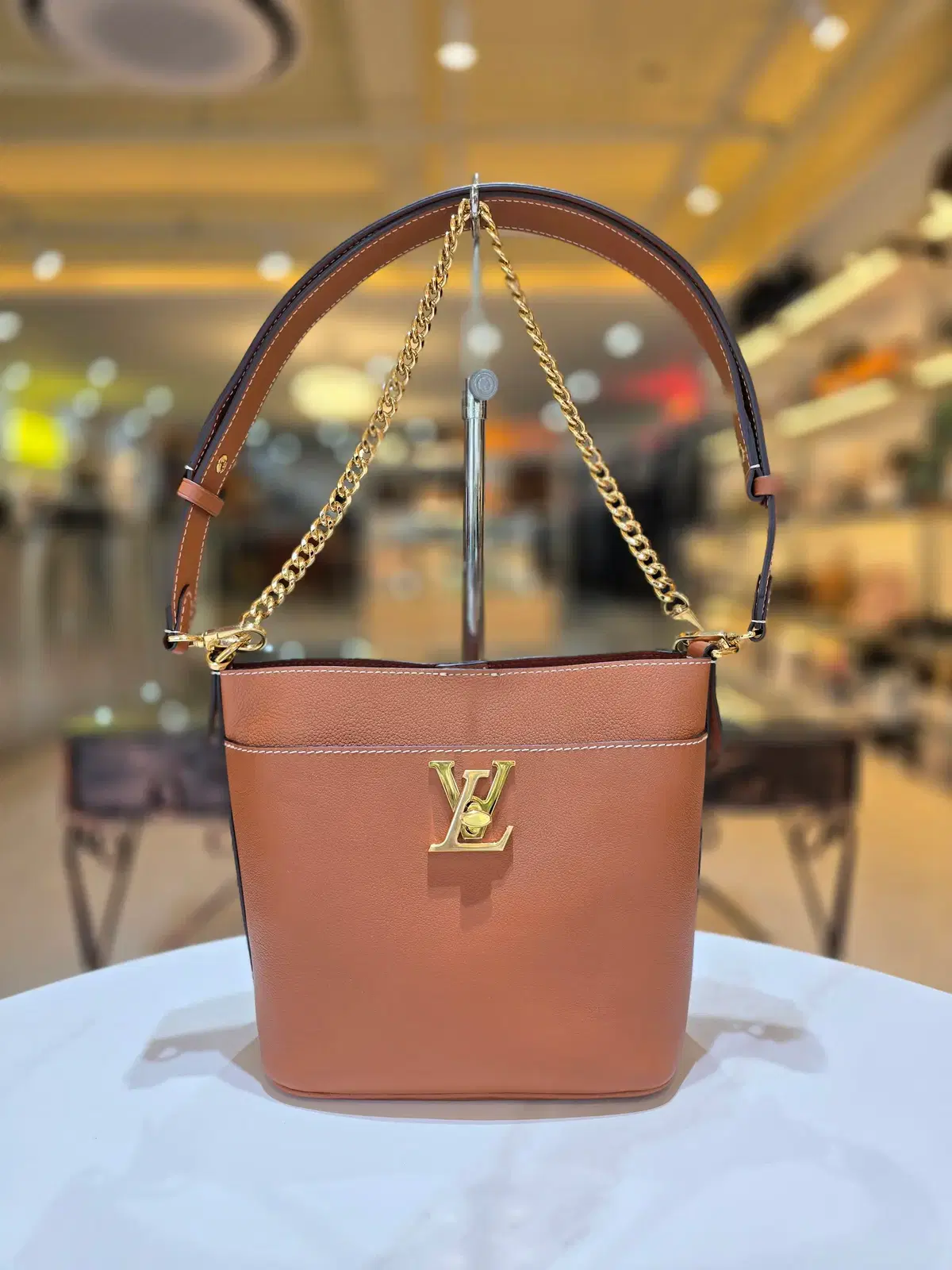 Louis Vuitton Lockit and Work Cognac Bucket Shoulder Bag M24165