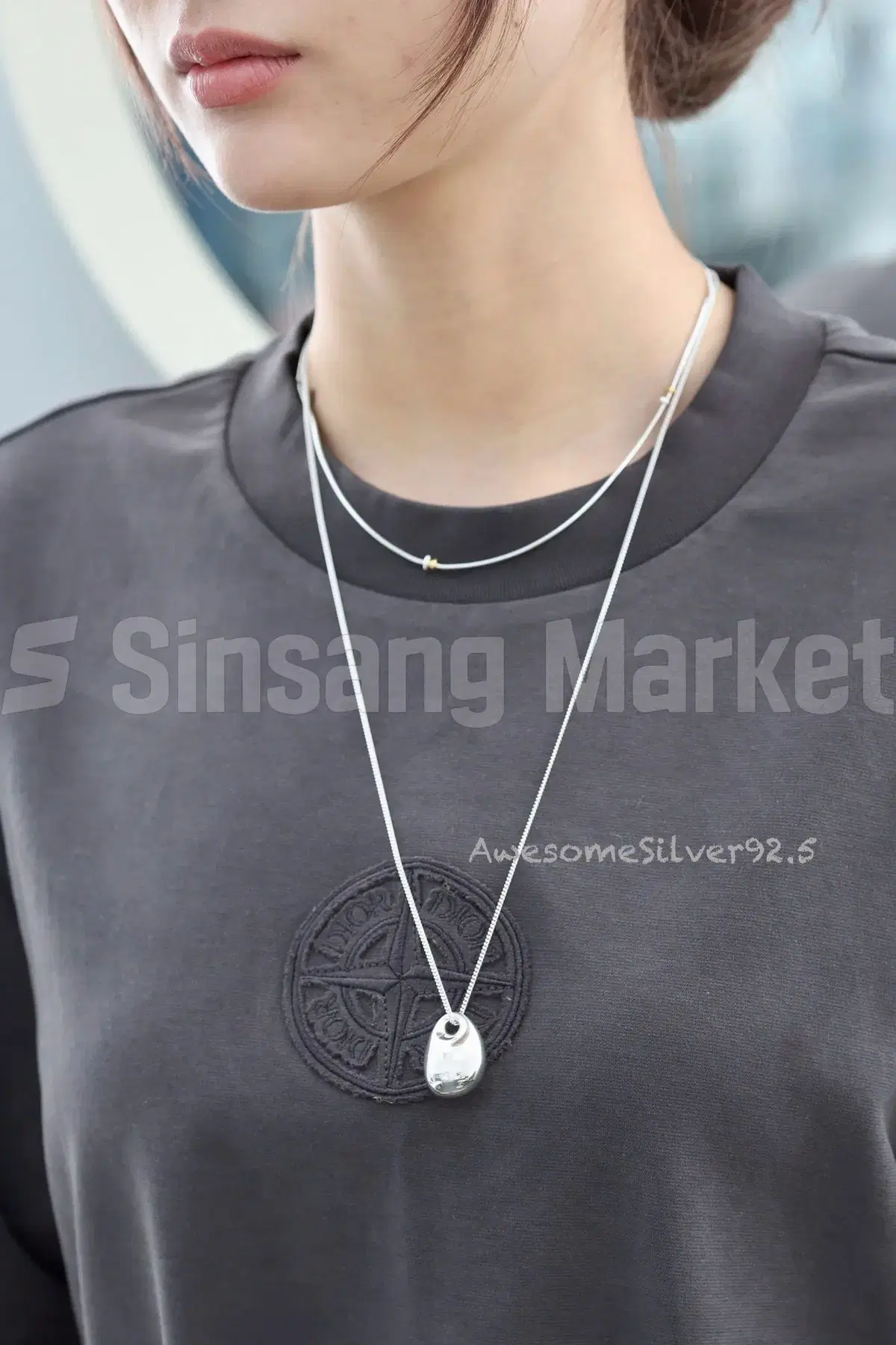 [빠른발송] N실버925 물방울 펜던트 유광 미니멀 데일리 롱 목걸이