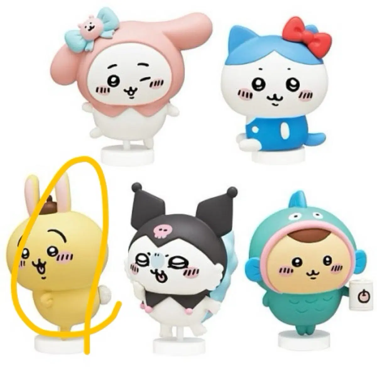 산리오 먼작귀 콜라보 피규어 가챠 우사기 폼폼푸린