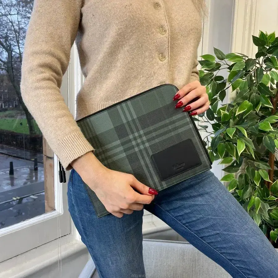 mulberry  green tartan check clutch