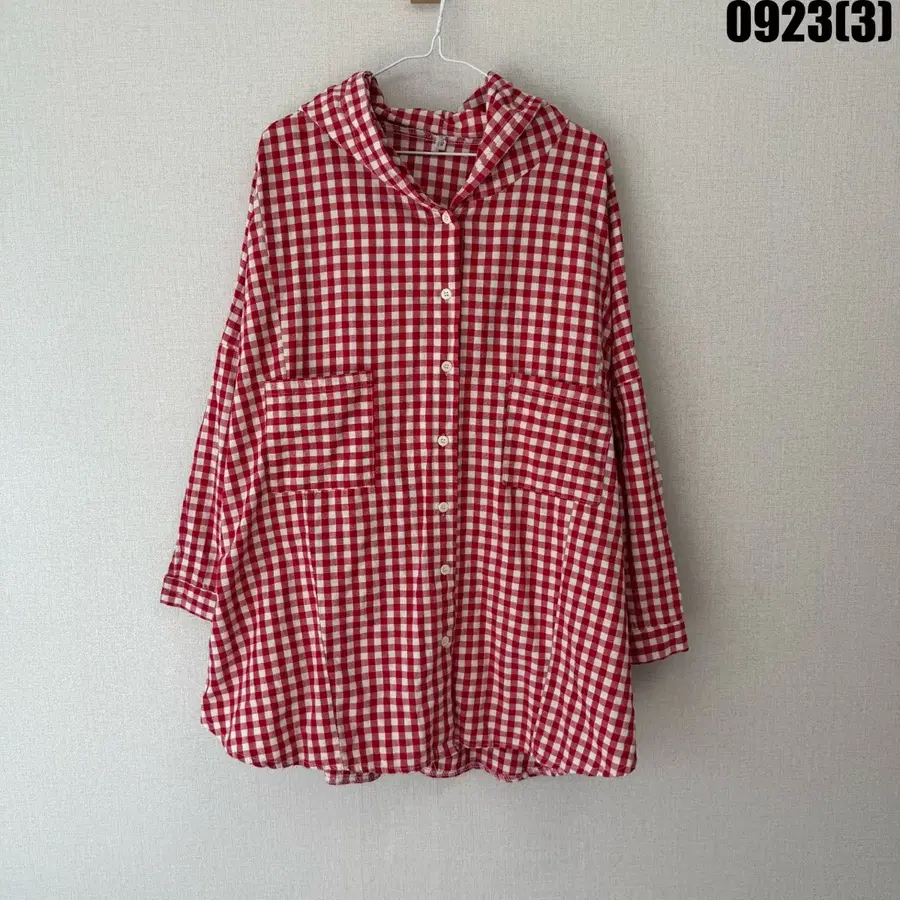 YEON 체크무늬 후드 셔츠 2XL