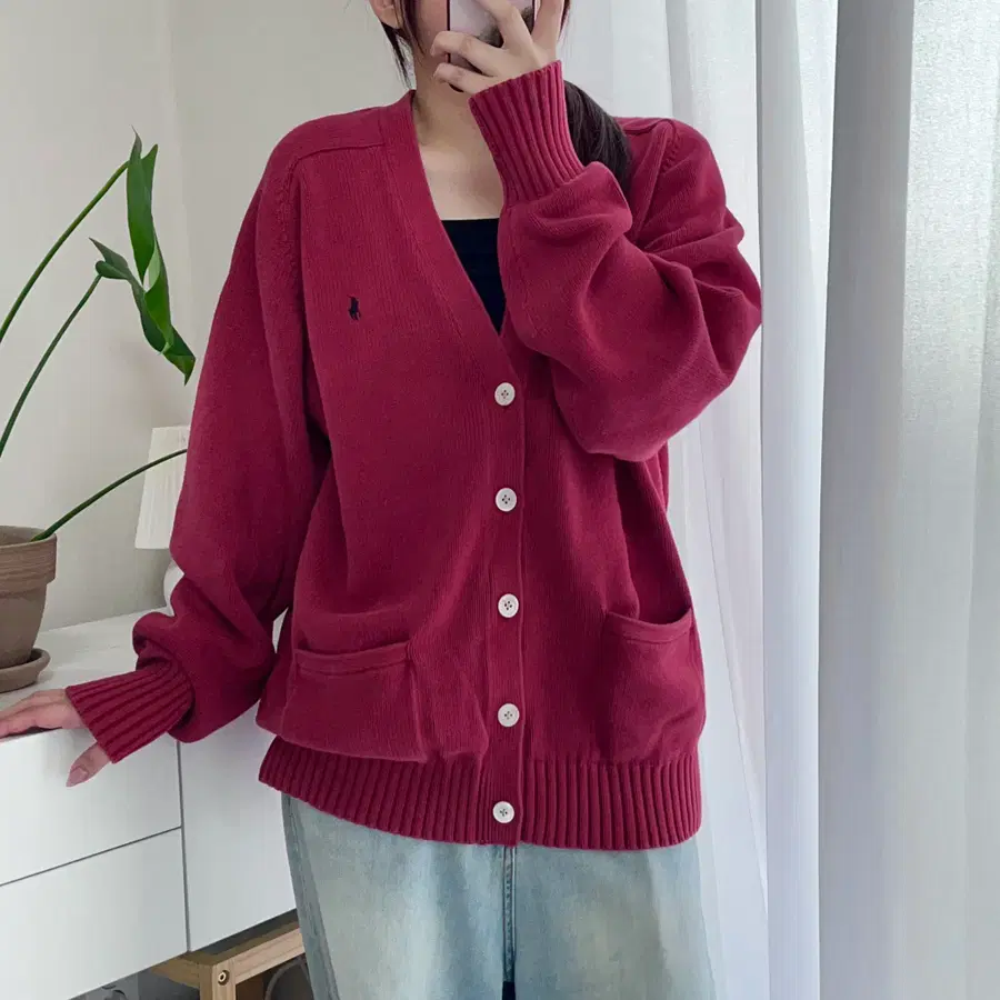 폴로 레드 / 네이비포니 가디건 [ 100 ]