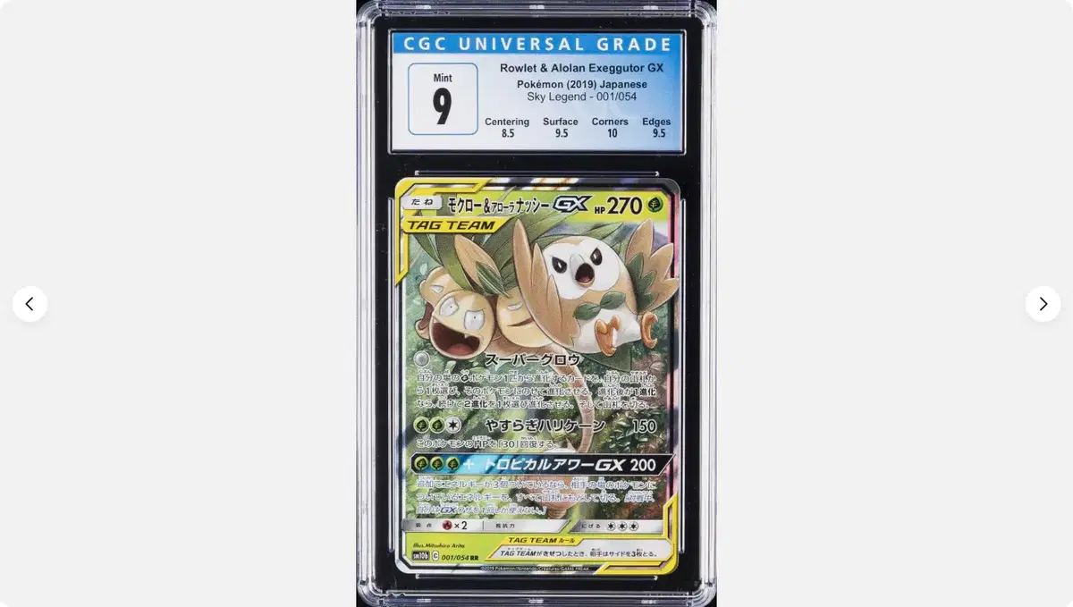 1 포켓몬 카드 나몰빼미&알로라 나시 GX cgc 9 스카이레전드