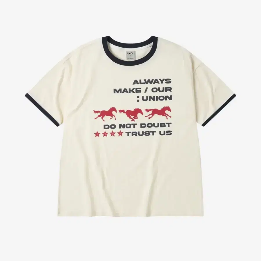 아모우 running horse ringer t-shirt