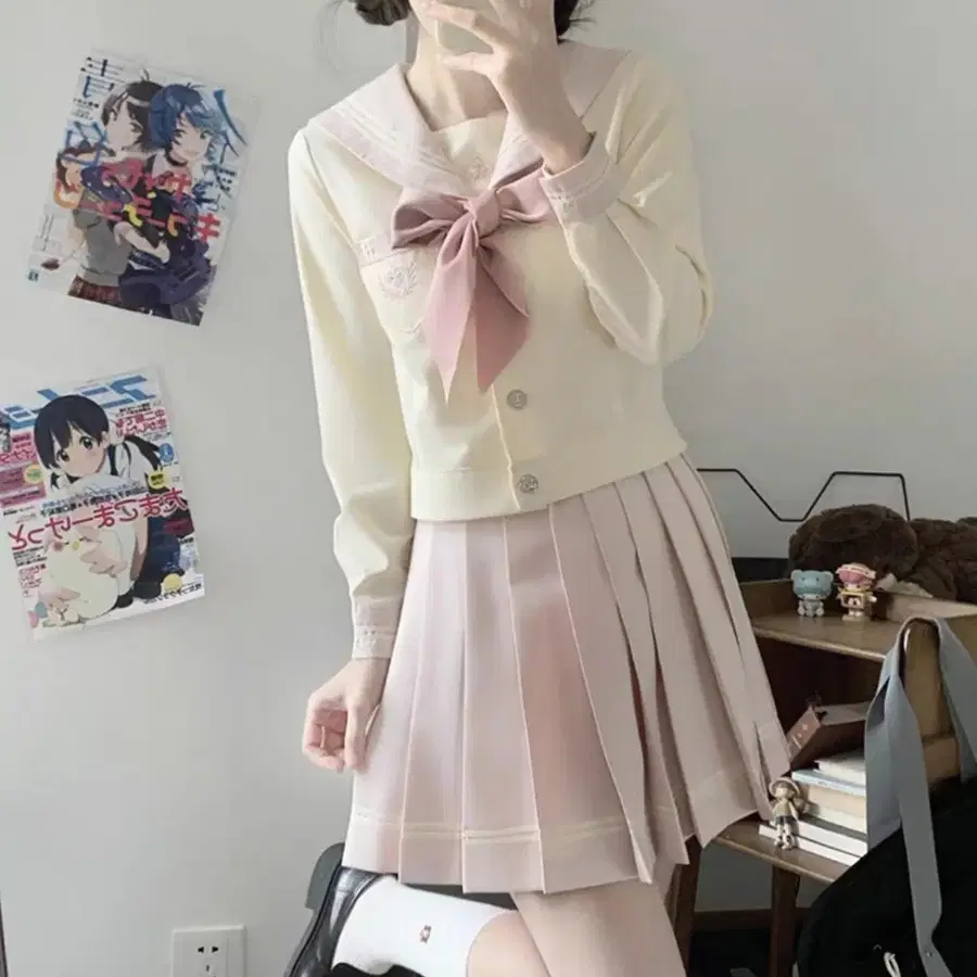 핑크 세라복 세일러복 졸업사진 코스프레
