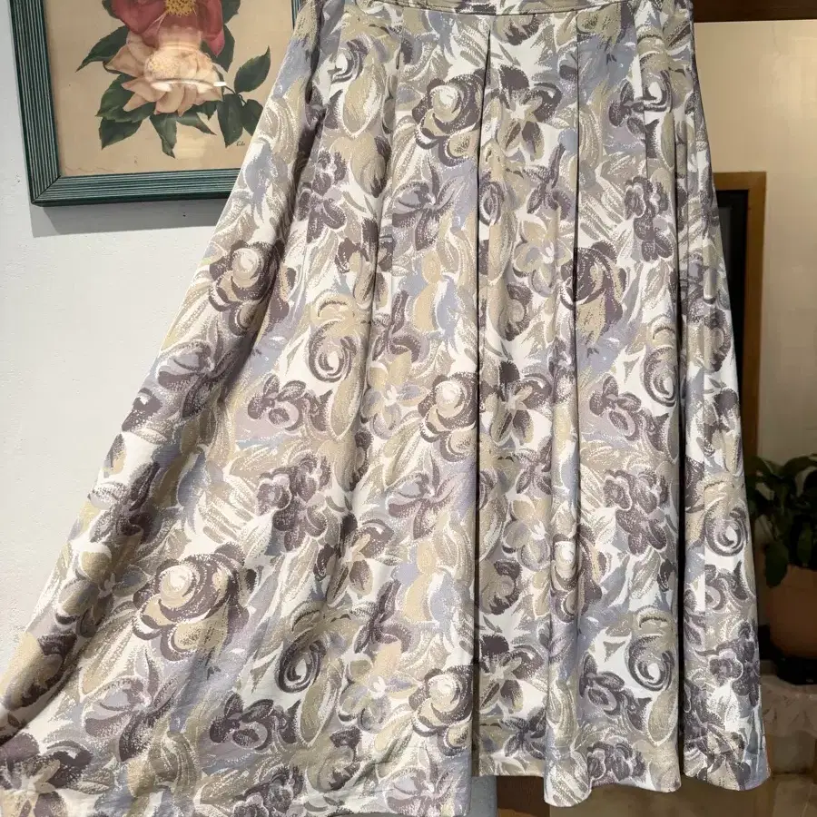 Japanese Vintage 플라워 패턴 미디 스커트