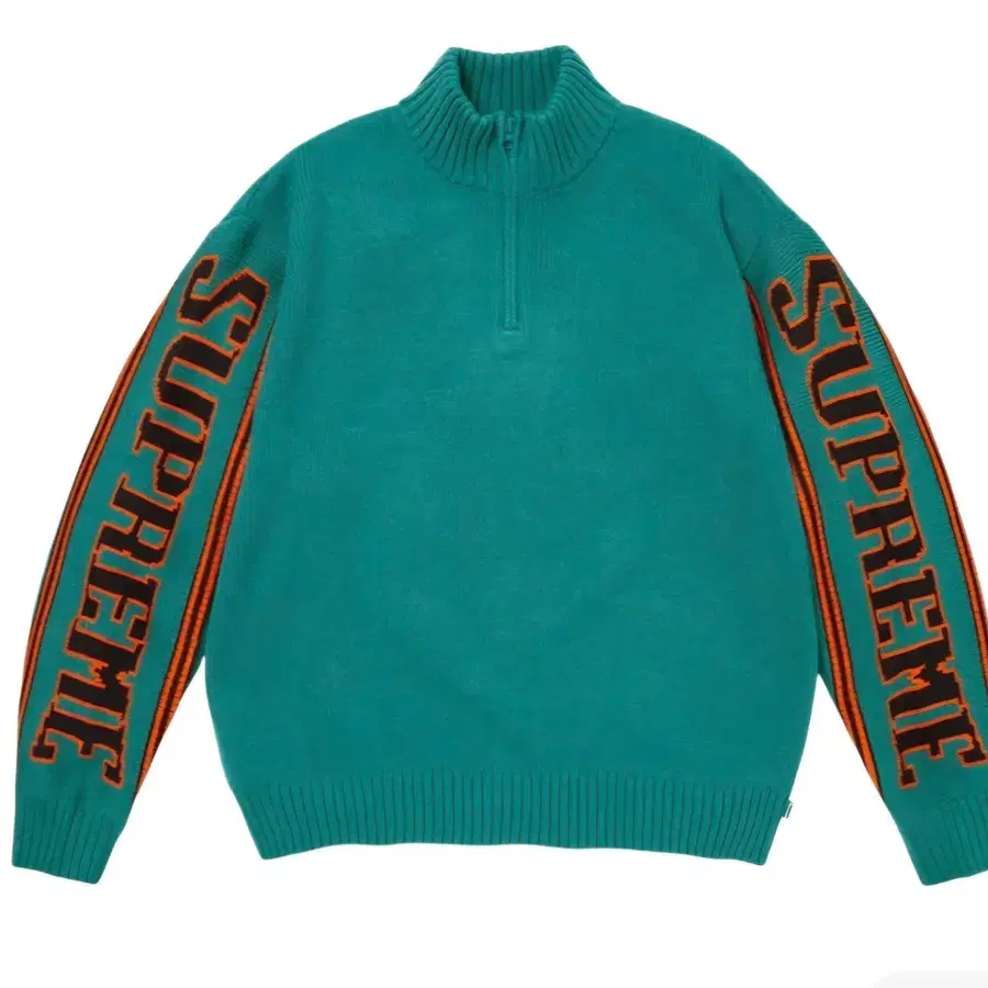 [새제품, 26FW] SUPREME 슈프림 자카드 슬리브 하프 집 스웨터 틸 (L)