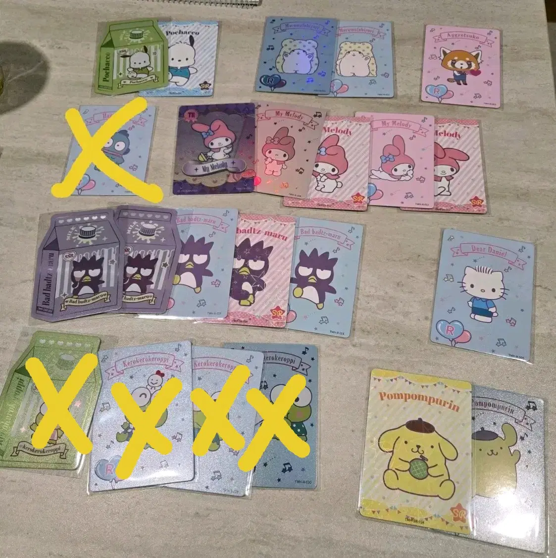 산리오 포토카드 포차코, 폼폼푸린, 바츠마루, 마이멜로디, 케로케로 등