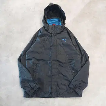 PUMA 푸마 나일론 자켓 로고 구제 의류 자수 M 블랙 블루 14480