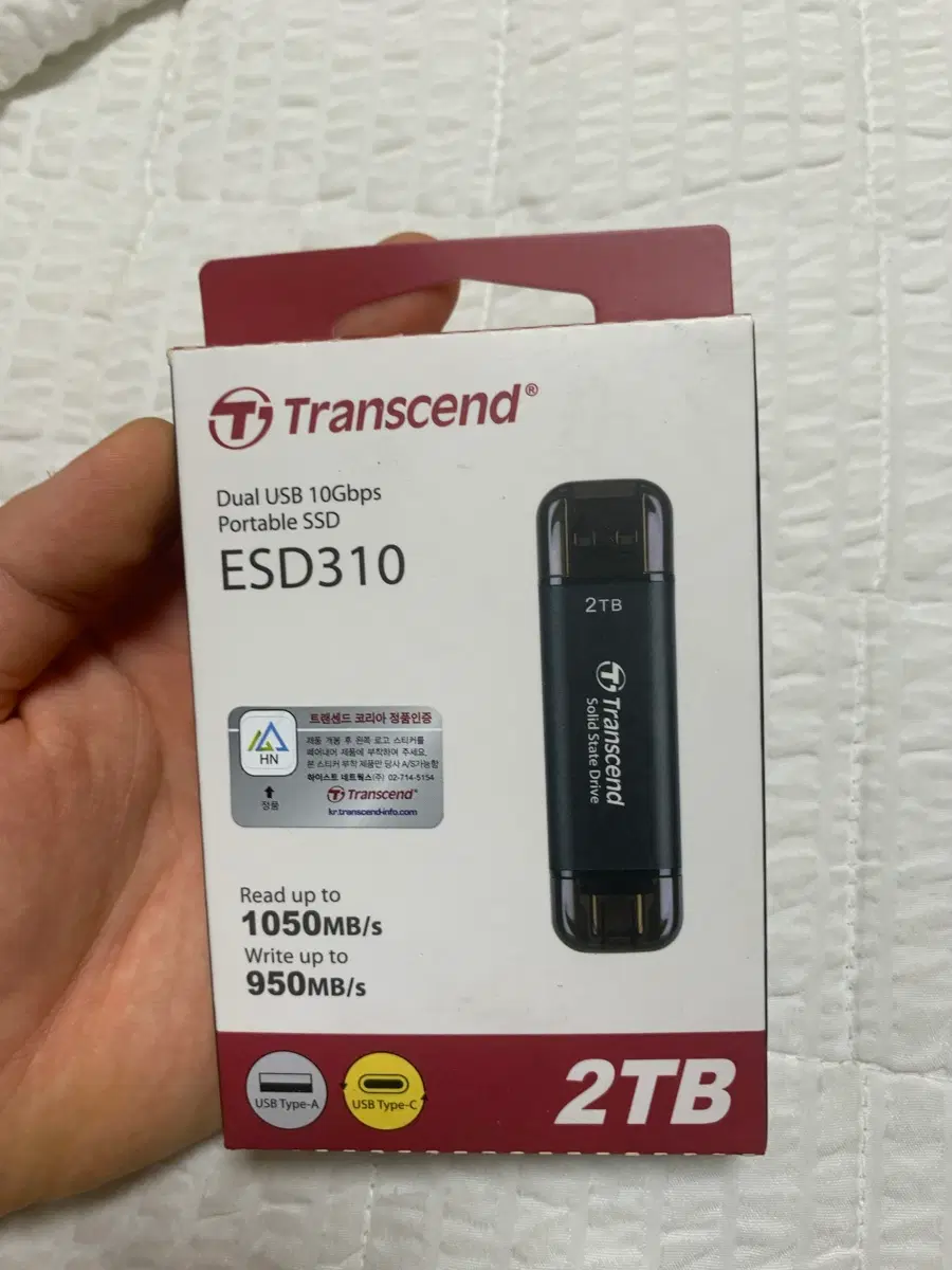 가격 더 안내림/급처/완전미사용) Transcend 휴대용 외장 SSD 2TB
