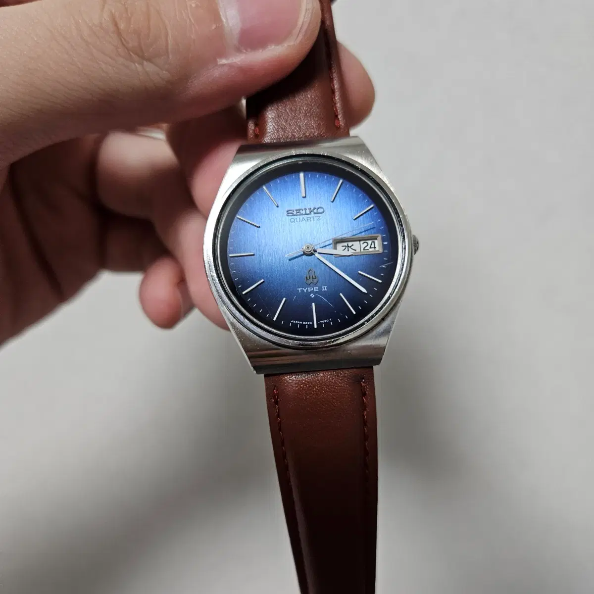 80s 세이코 타입2 블루다이얼 쿼츠 시계 Seiko Type2 Blue