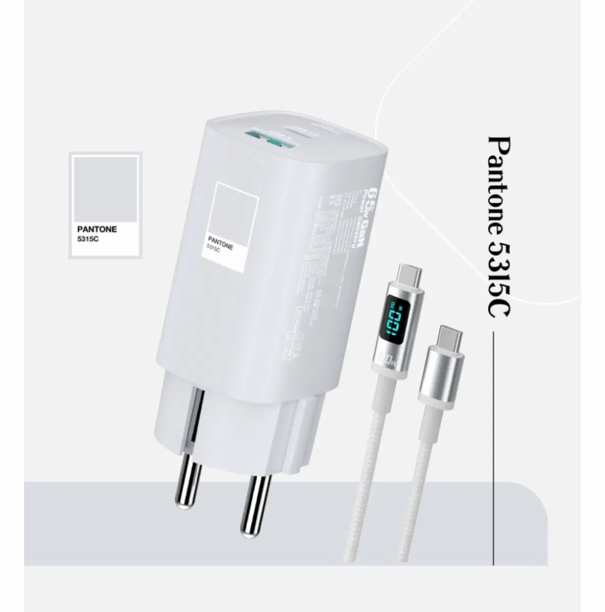 팬톤 65W GaN 초고속 멀티 충전기 3포트 100W LED 어뎁터