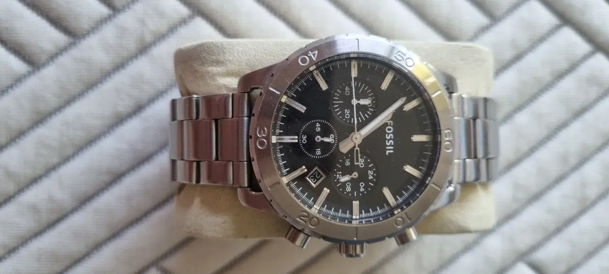 FOSSIL 남성 시계 블랙 메탈 스트랩