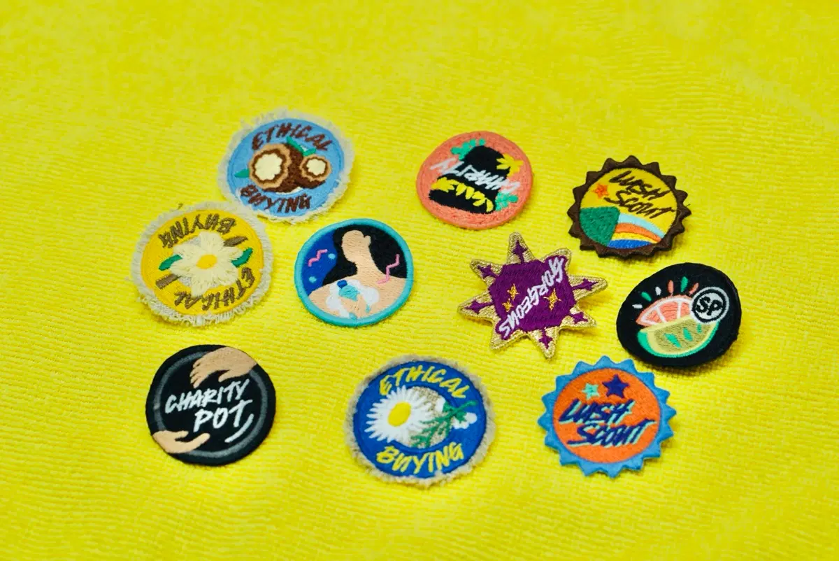 LUSH 러쉬 빈티지 캠페인/컬렉터 핀 배지 10종 일괄 덕찌 뱃지