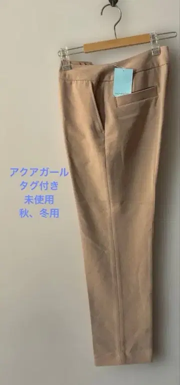 베이지 센터 프레스 슬랙스 팬츠 아쿠아걸