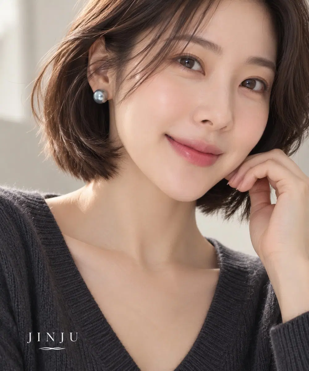 10mm그레이 핵 진주 귀걸이 925실버