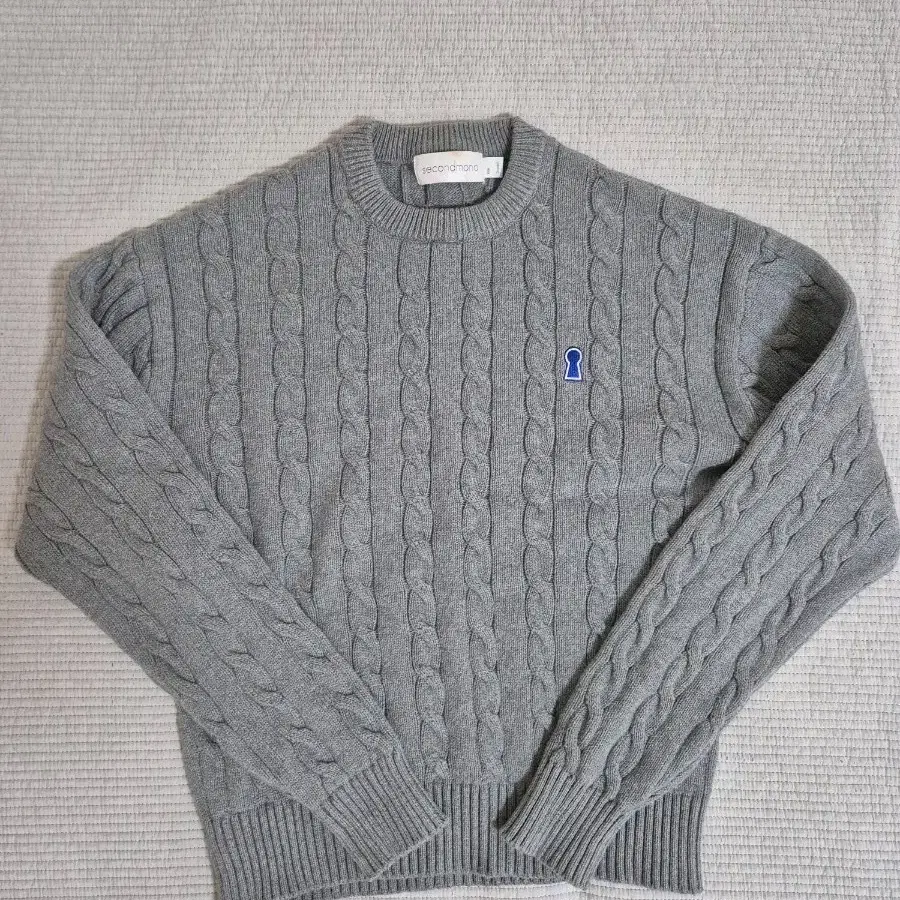 세컨모노 헤비 케이블 니트 그레이