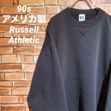 90s 미국제 Russell Athletic 무지 맨투맨 블랙