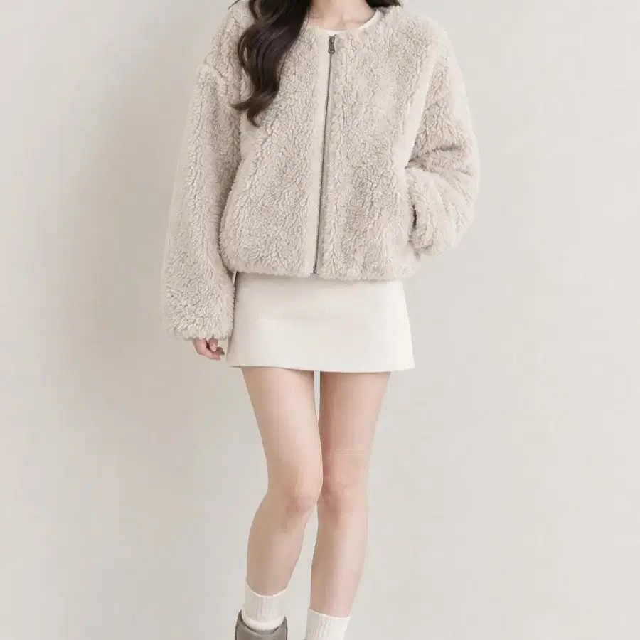 글래시아 뽀글이 양털 퍼 집업 자켓