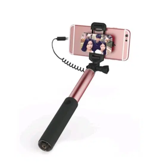 메탈 미러 셀카봉 핑크