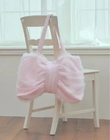 러블리 퍼프 리본 토트백 핑크