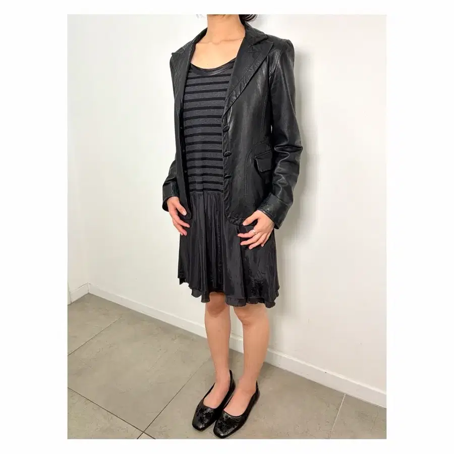 sacai luck 사카이 럭 스트라이프 포켓 반팔 원피스