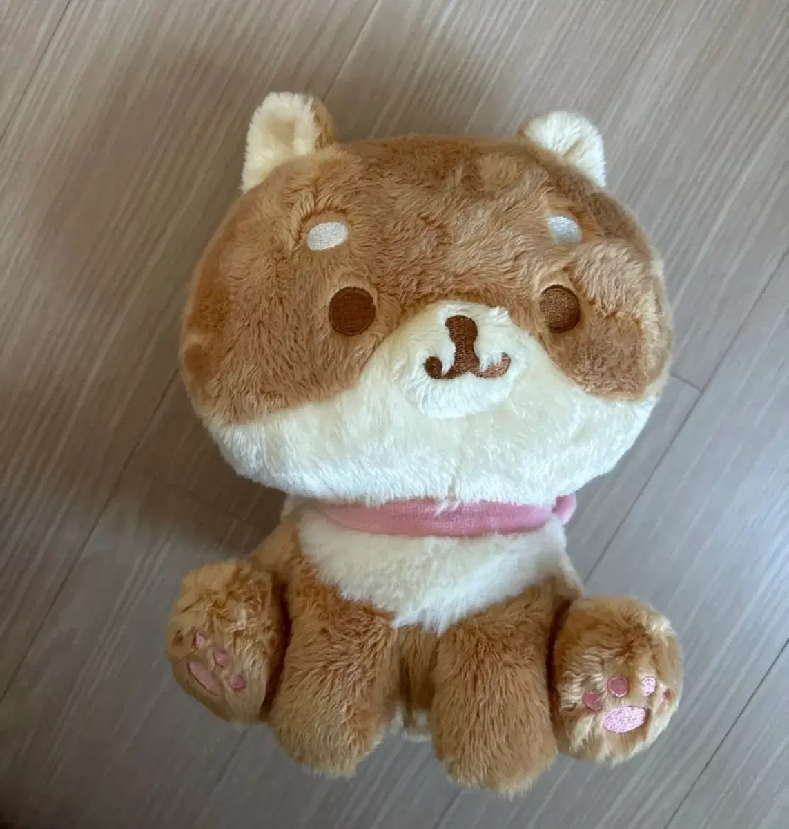 산엑스 강아지 인형 핑크 목도리 일본 인형