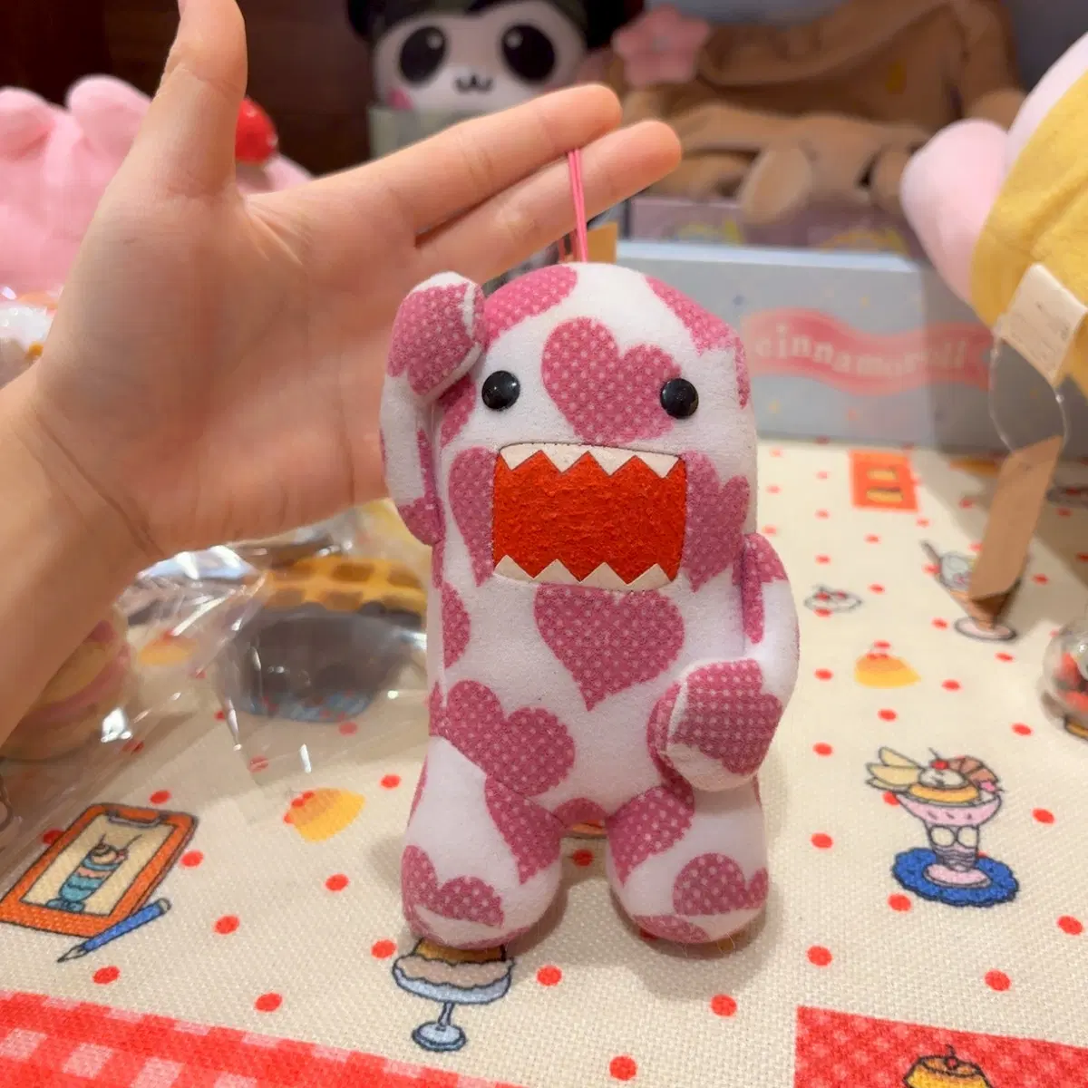 고전 하트 도모군 인형 키링