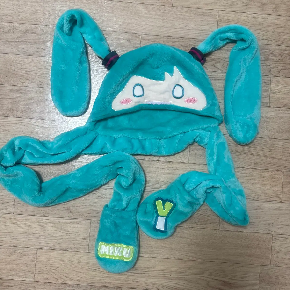 하츠네미쿠 모자 + 목도리 + 장갑 일체형(서브컬쳐 하라주쿠 데코라 보컬로이드 코스프레)