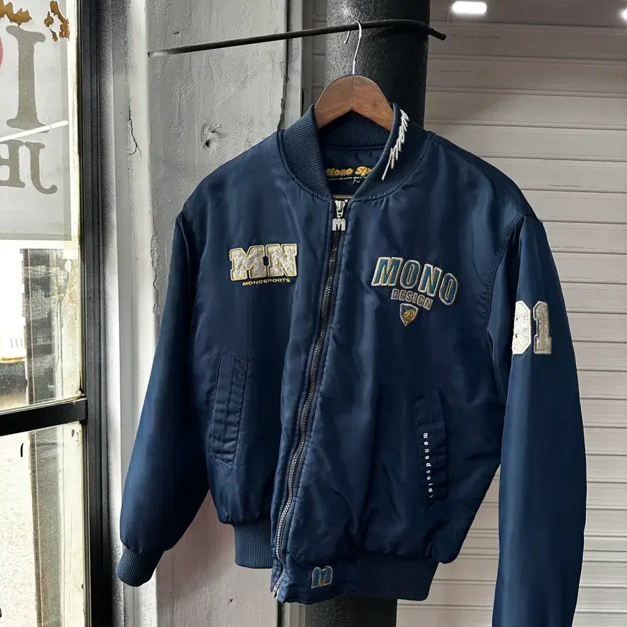 90s Mono sports embroidered bomber jacket