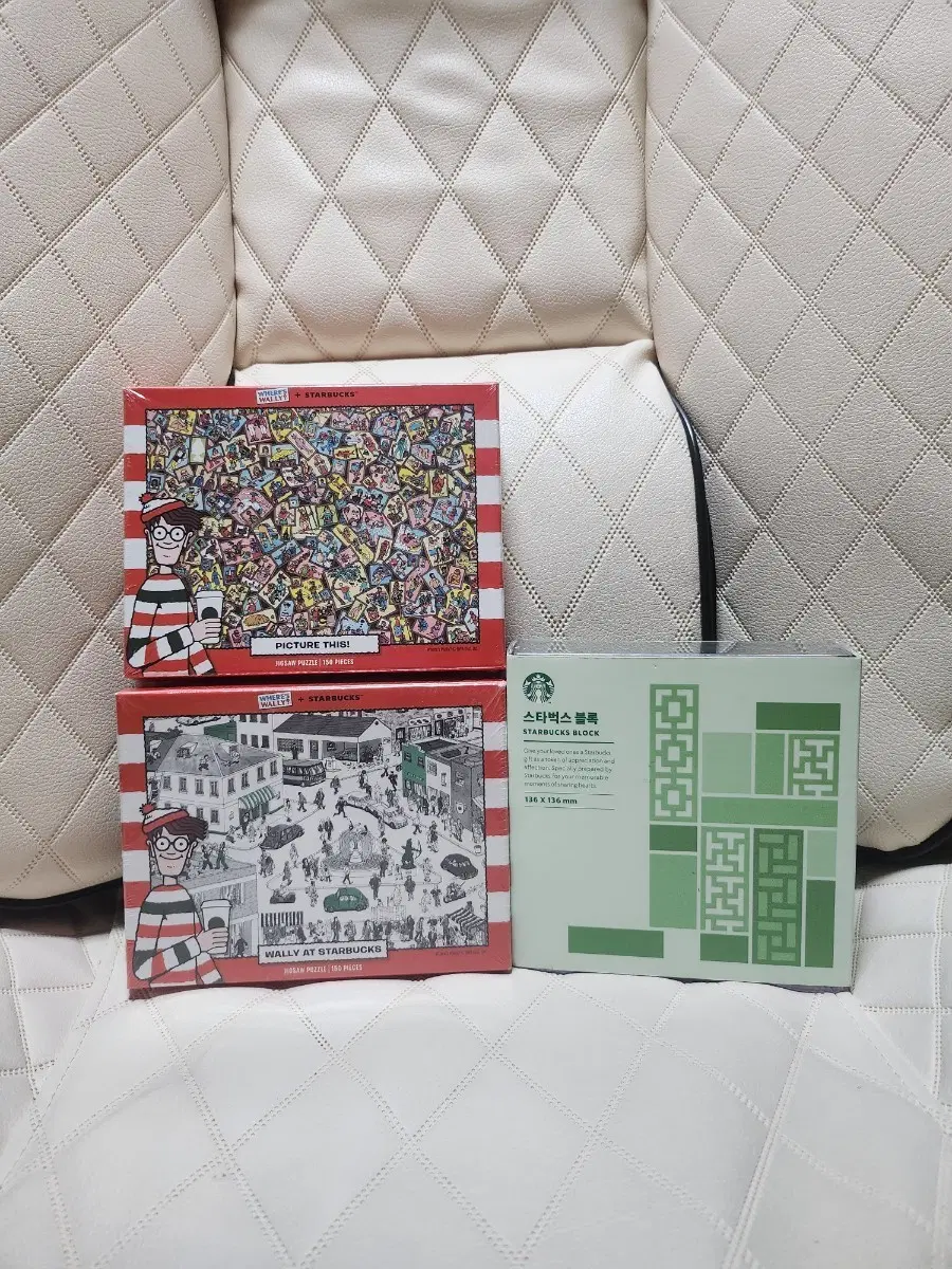 스타벅스 월리 퍼즐 스타벅스 콜라보 2종 + 스타벅스 블록