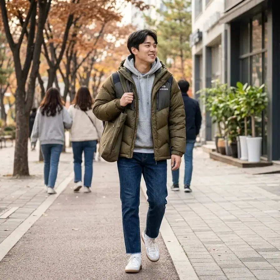 [EIDER] 아이더 덕다운 후드 헤비 패딩 점퍼 카키 배색 L (100)