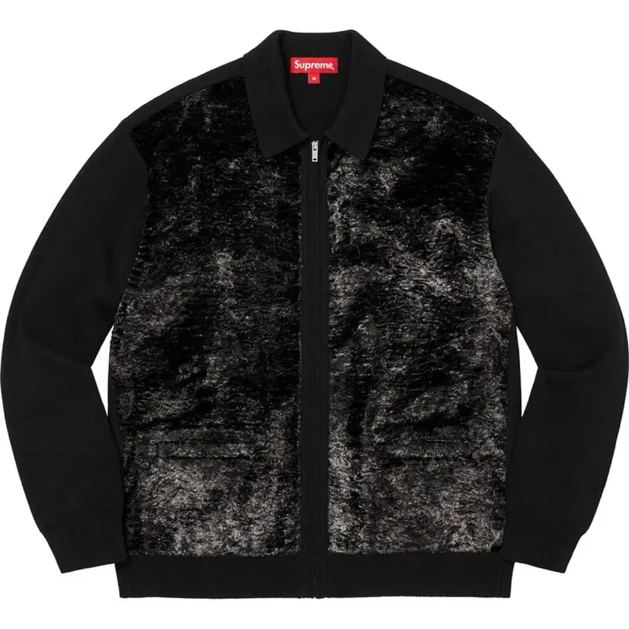 [XL] 슈프림 포우 퍼 집업 가디건 블랙 22FW