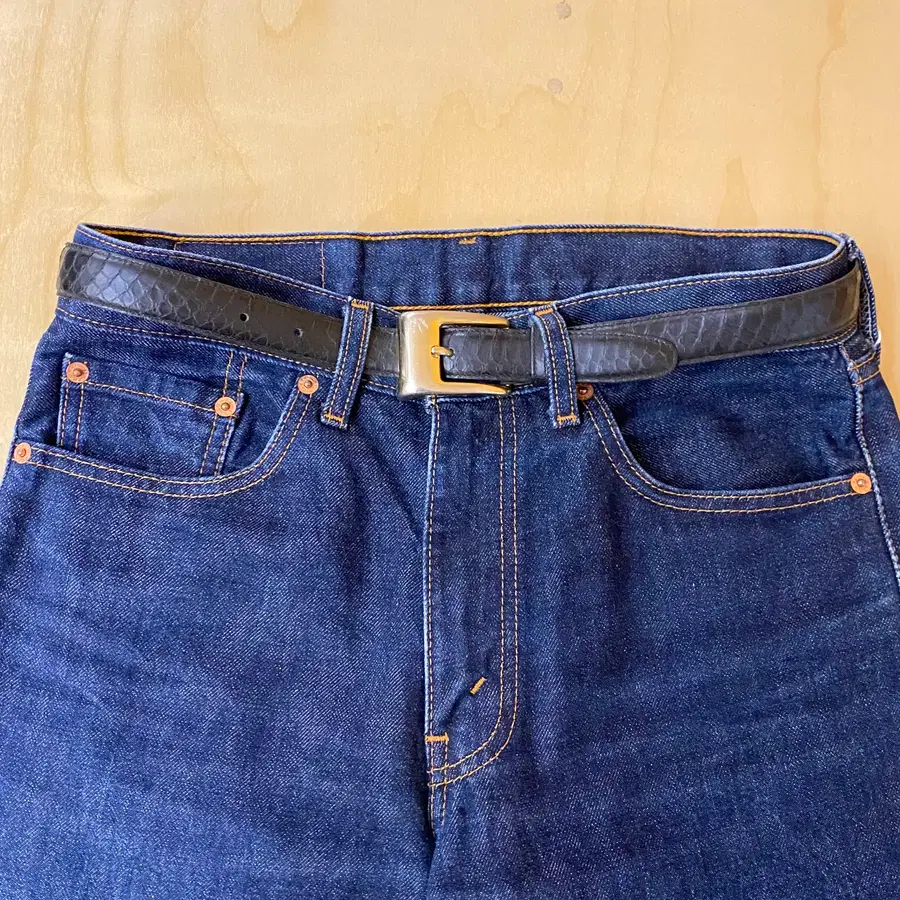 VTG snake leather belt 리얼 뱀피 레더 말발굽 벨트